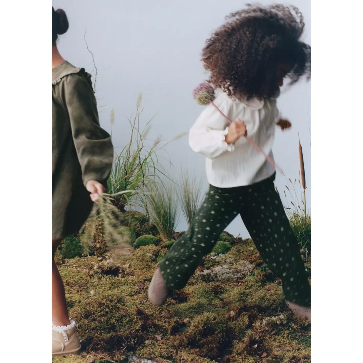 Pantalon en drap imprimé à fleurs kaki, MANGO BABY