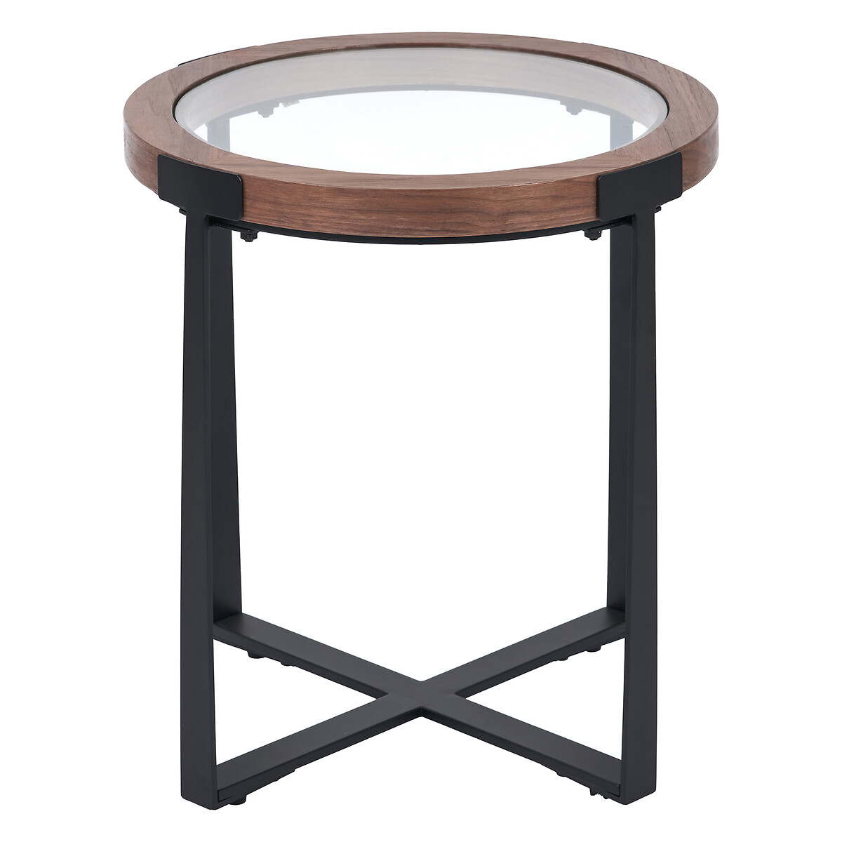 Vireo Glass & Walnut Wood Side Table walnut, SO'HOME