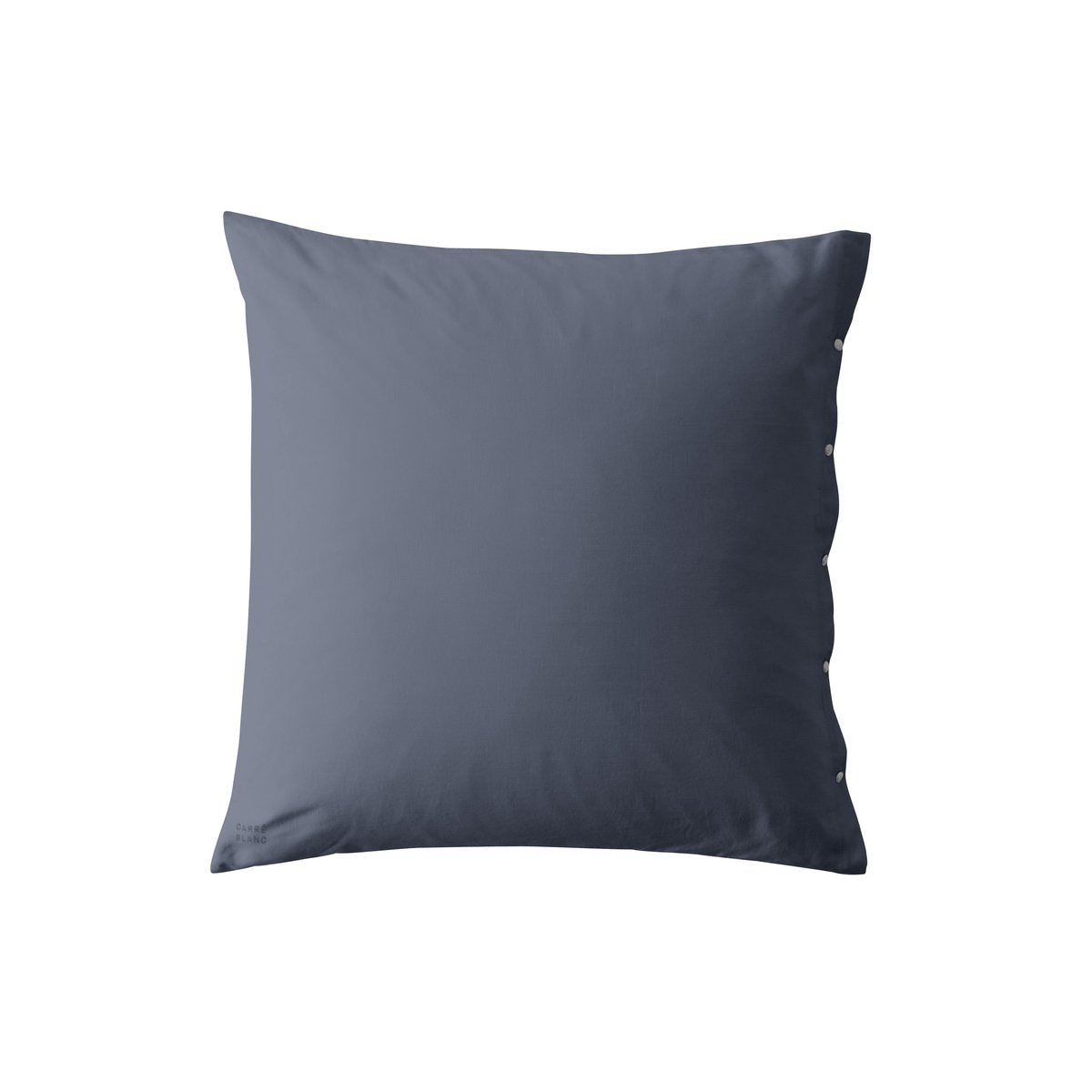 Taie d'oreiller carrée satin de coton lavé bio QUARTZ bleu orage, CARRE BLANC