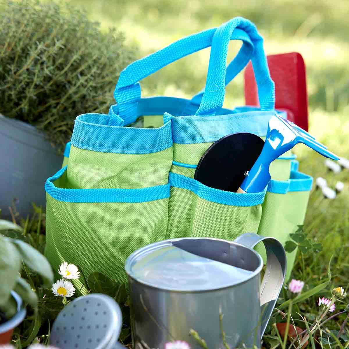 Sac de jardinage et 3 outils blanc, OXYBUL 