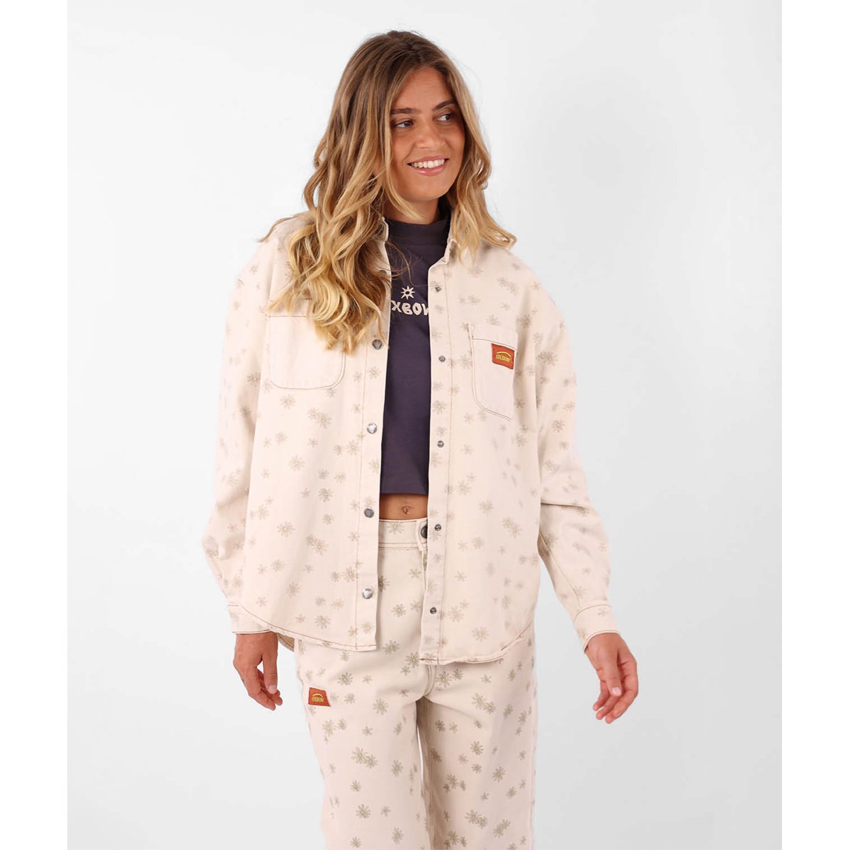 Surchemise en denim imprimé MARGARIDA sable, OXBOW