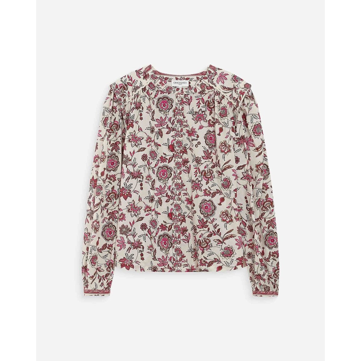 Blouse imprimée, manches longues, VALENCIA imprimé fleuri, GRACE & MILA