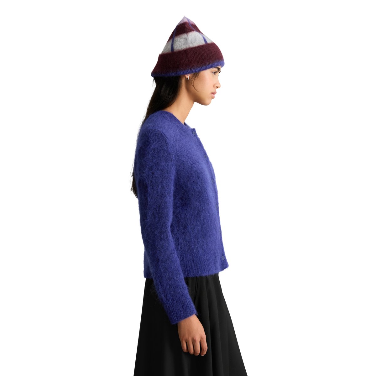 Cardigan douillet, coupe classique en mélange de mohair et de laine vierge violet, MARC O’POLO DENIM