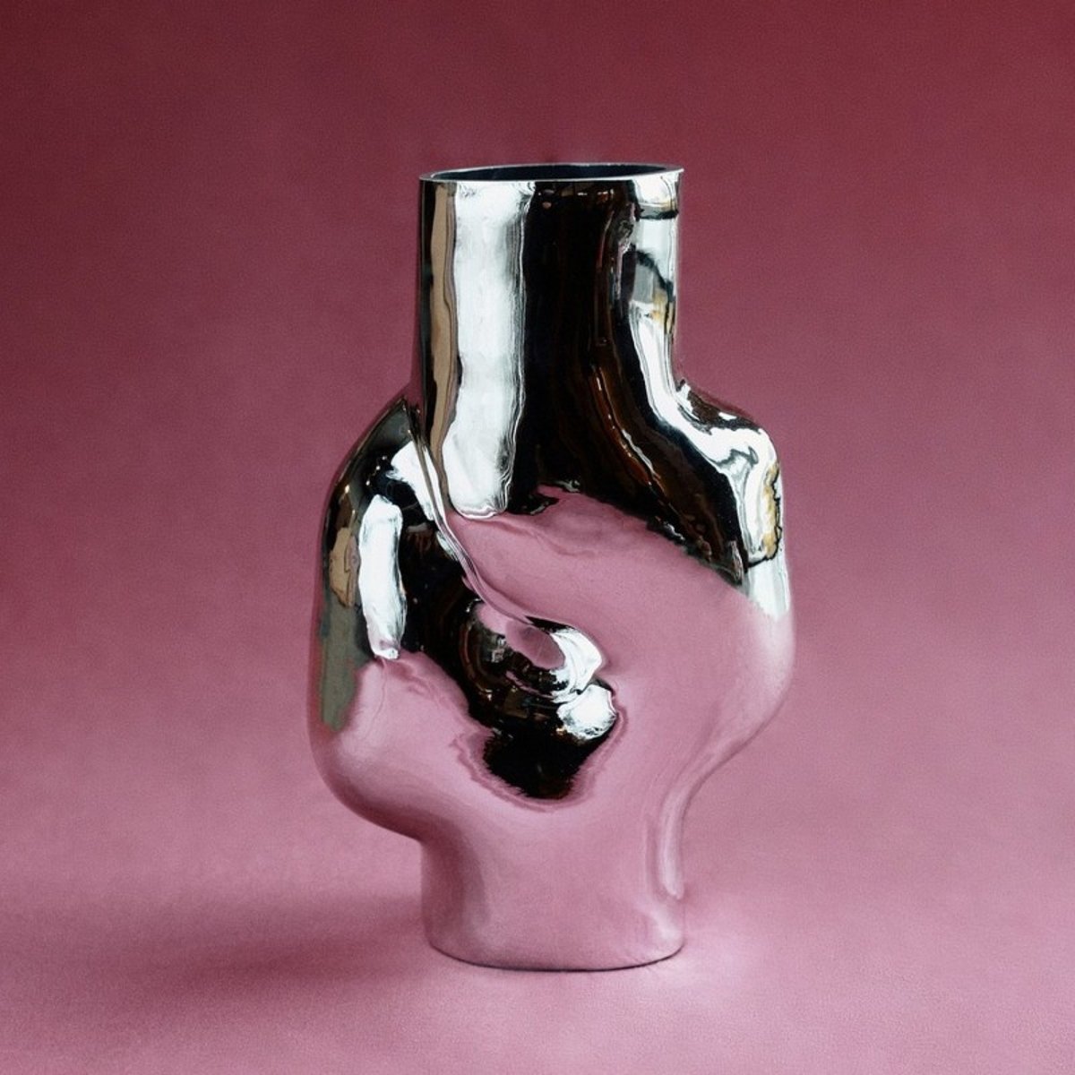 Vase design organique verre Gleam chromé, HKLIVING