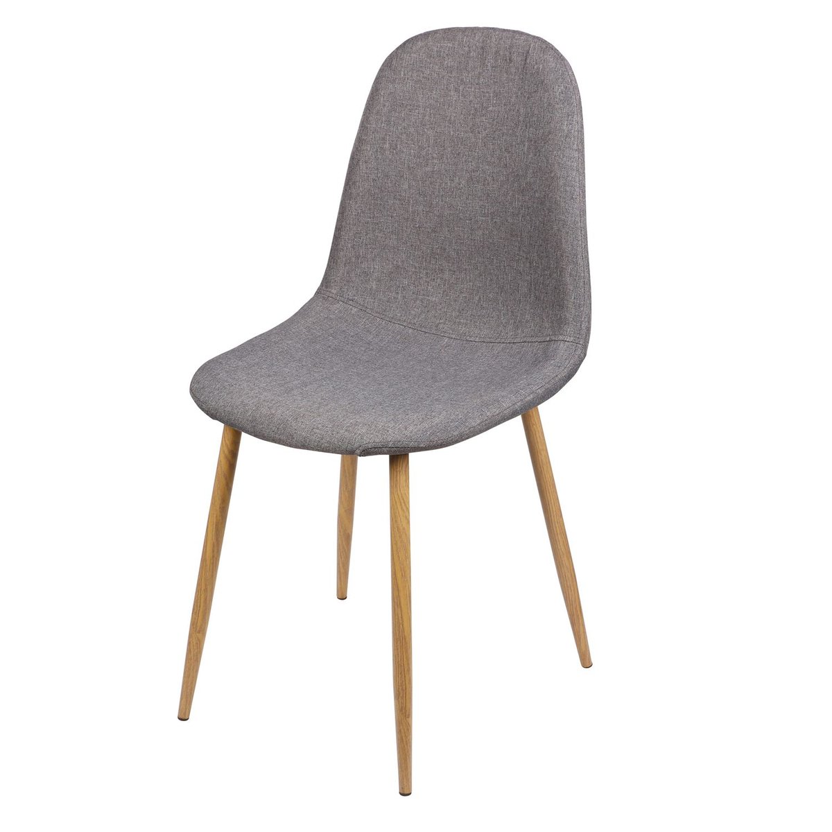 Lot de 4 chaises en tissu et pieds en métal effet bois OSLO gris foncé, TOILINUX