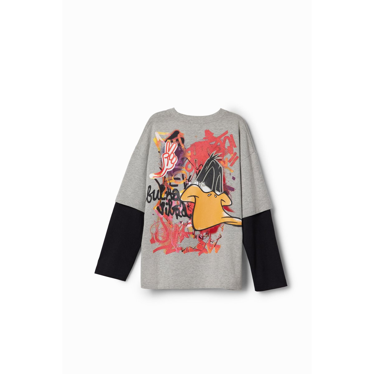 T-shirt manches doubles Looney Tunes gris, DESIGUAL