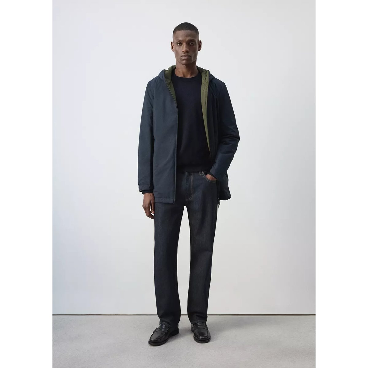 Parka résistante à l’eau réversible bleu nuit, MANGO MAN