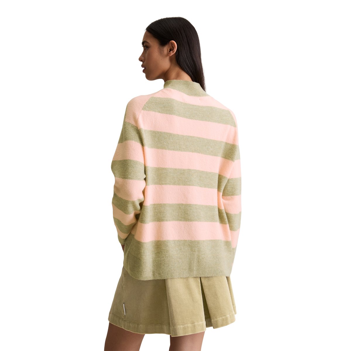 Pull-over en tricot rayé regular en doux mélange de laine vierge rose bonbon, MARC O’POLO DENIM