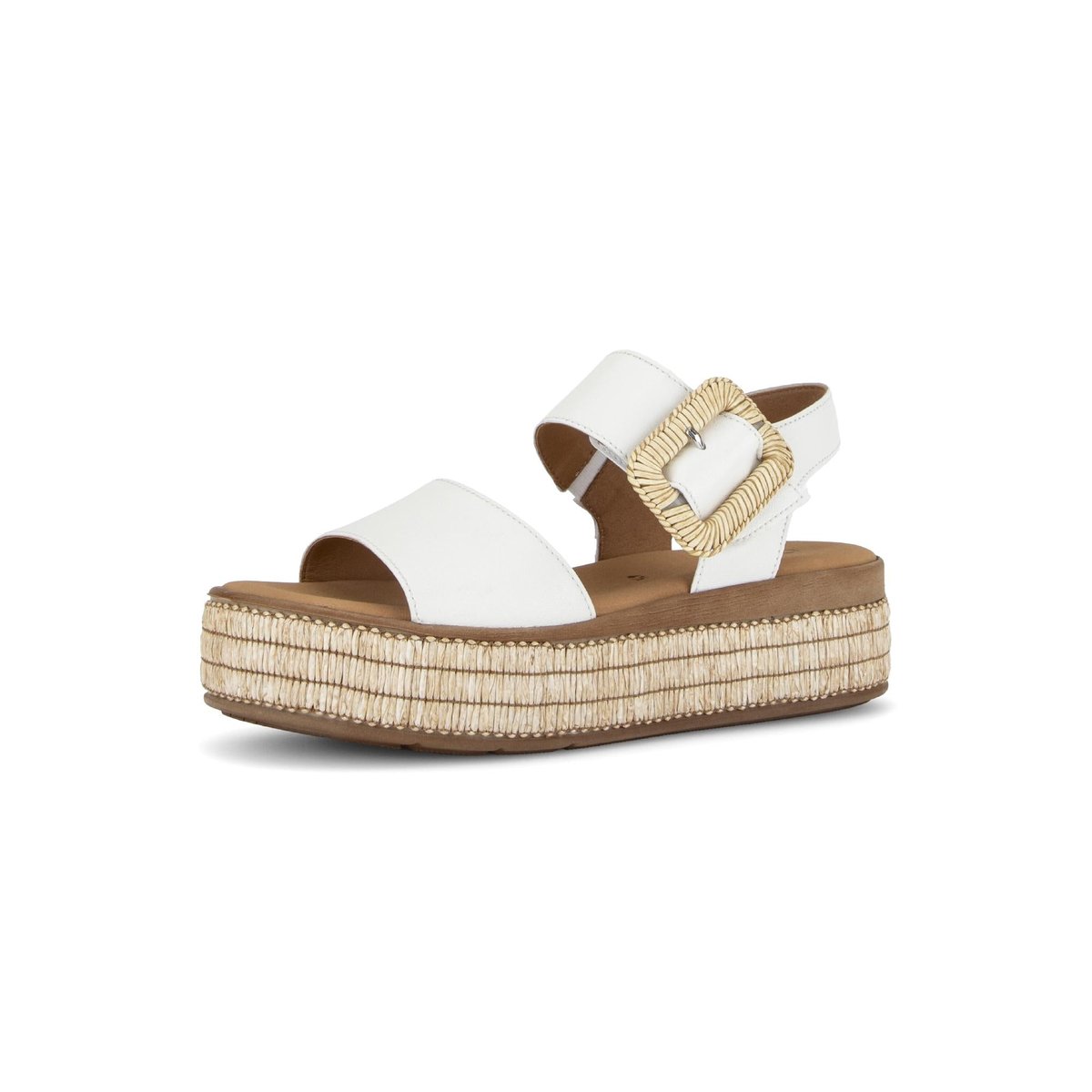 Sandales en cuir à talon compensé crème, GABOR