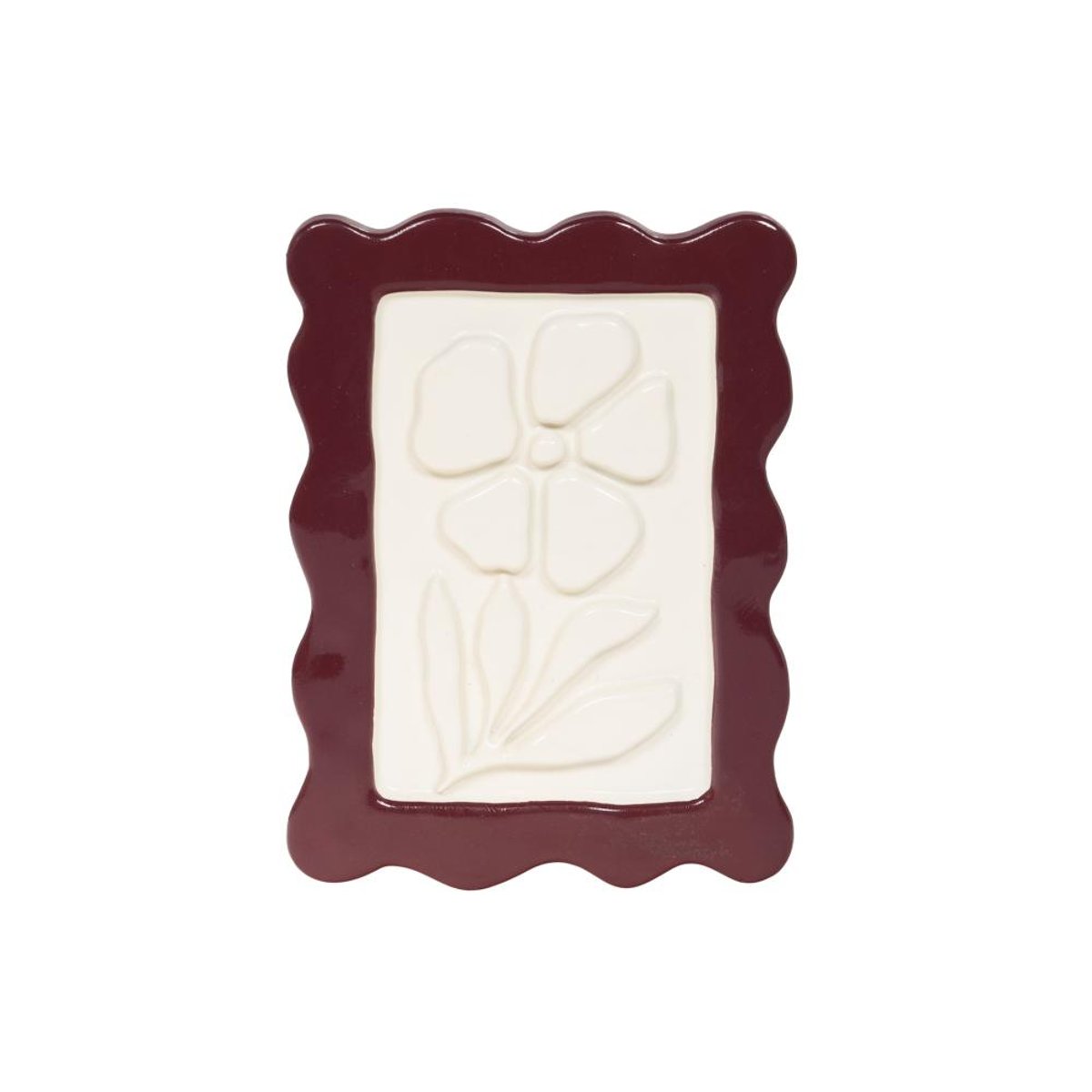 Décoration murale fleurie bordeaux H15,6 cm en résine rouge, AMADEUS