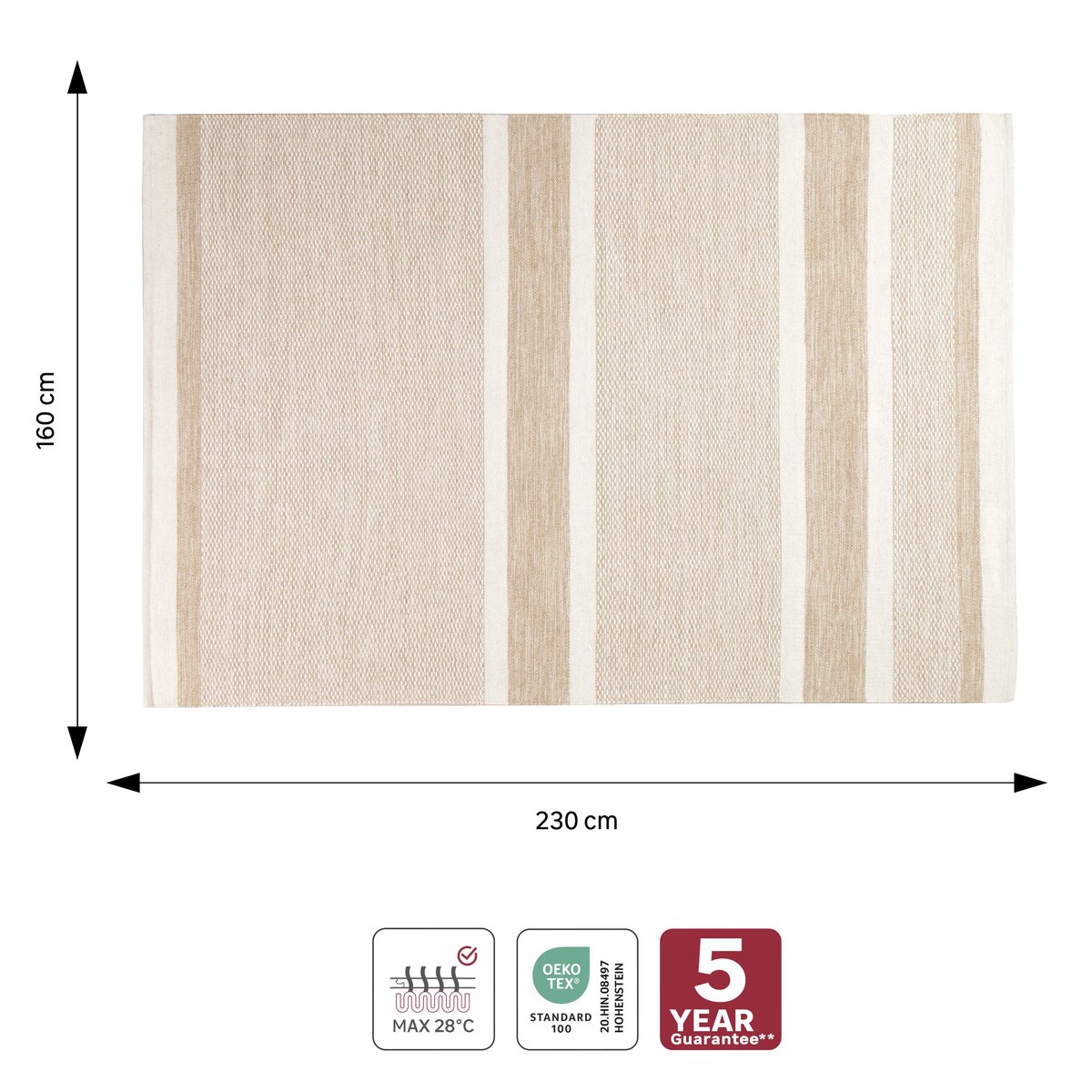 Tapis en laine tissé plat, GRIM beige, INSPIRE