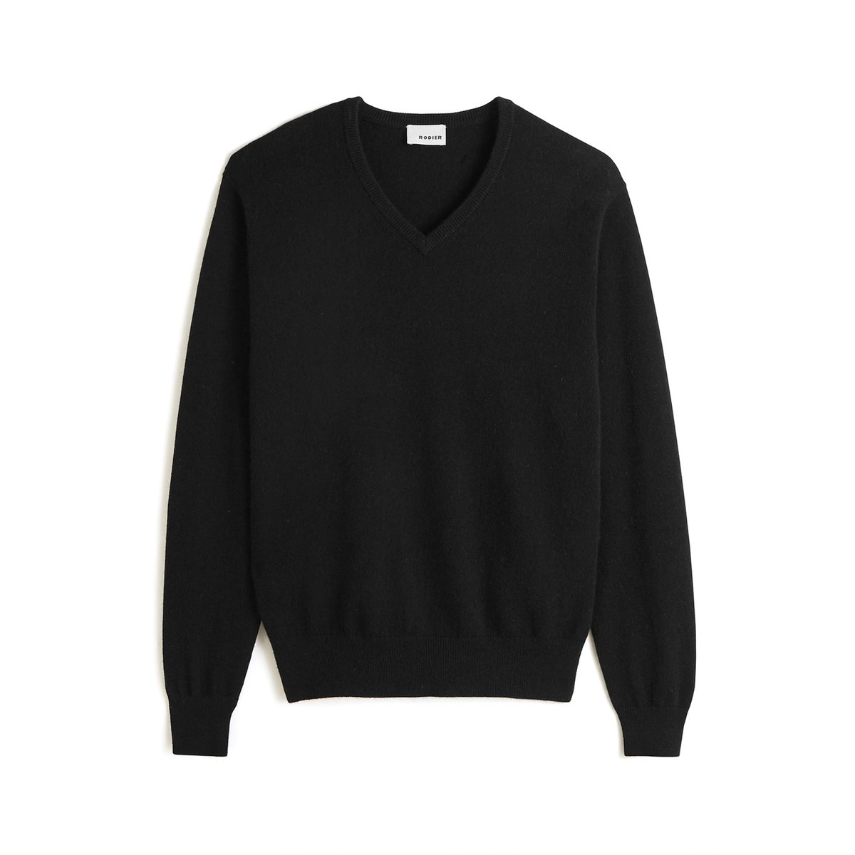 Pull homme col V cachemire noir, RODIER