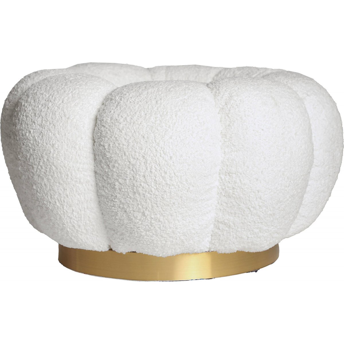 Pouf en coton bouclé Crest blanc neige nuance dorée, RECOLLECTION