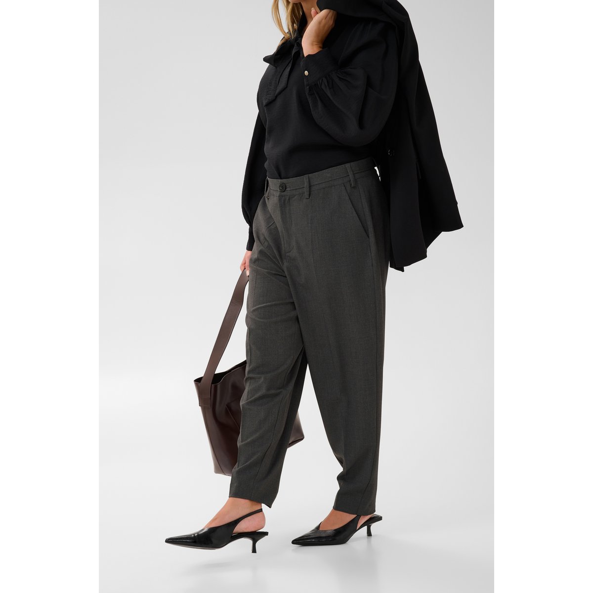 Pantalon de costume gris dark grey melange, KAFFE CURVE
