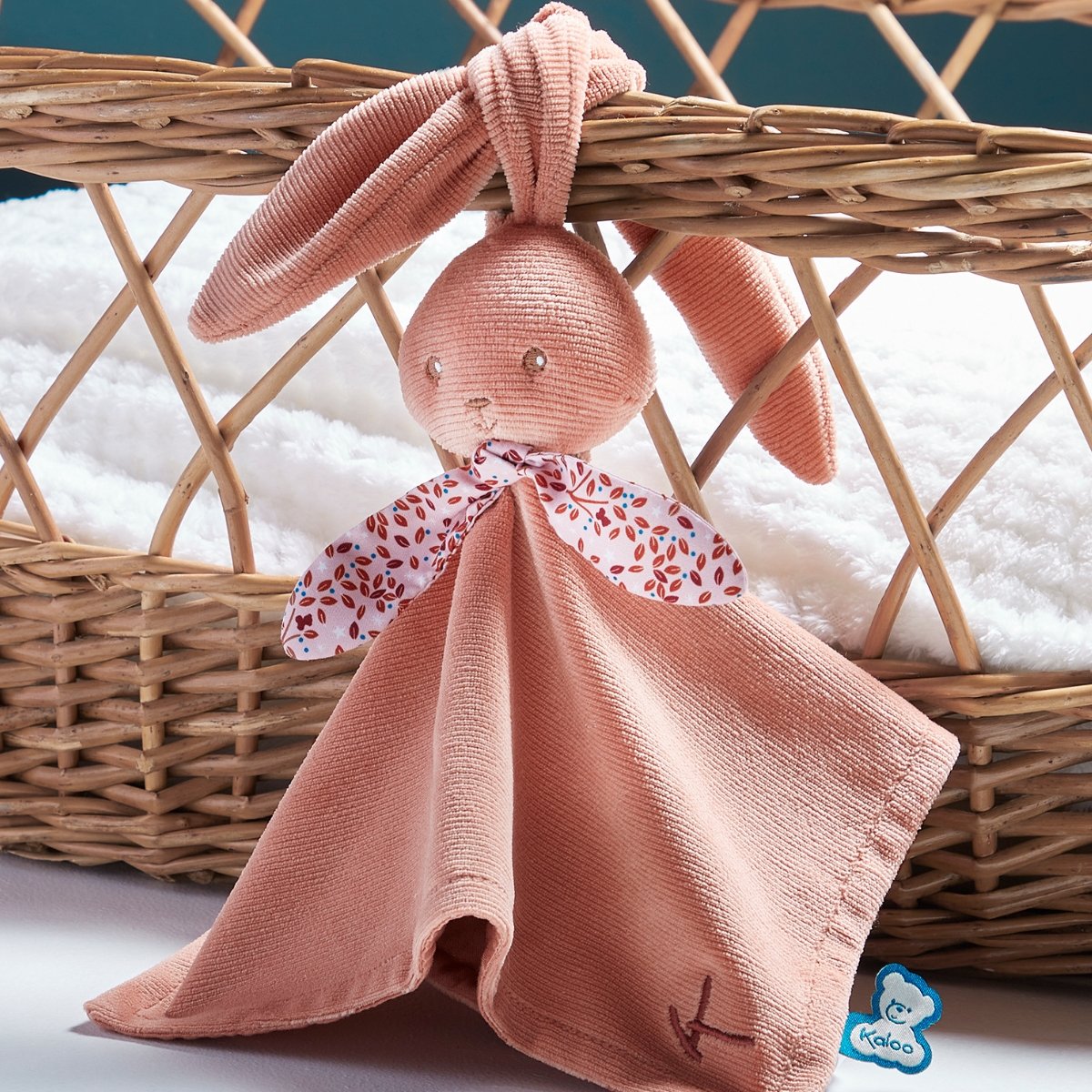 Doudou plat Lapinoo vieux rose, violet, KALOO