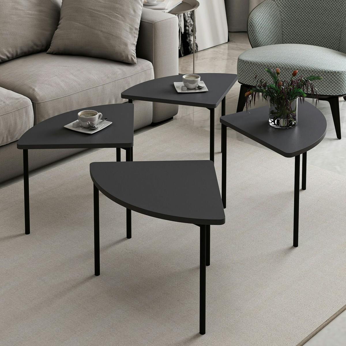 Table basse gigogne petit espace, finition anthracite JENA anthracite, PIER IMPORT