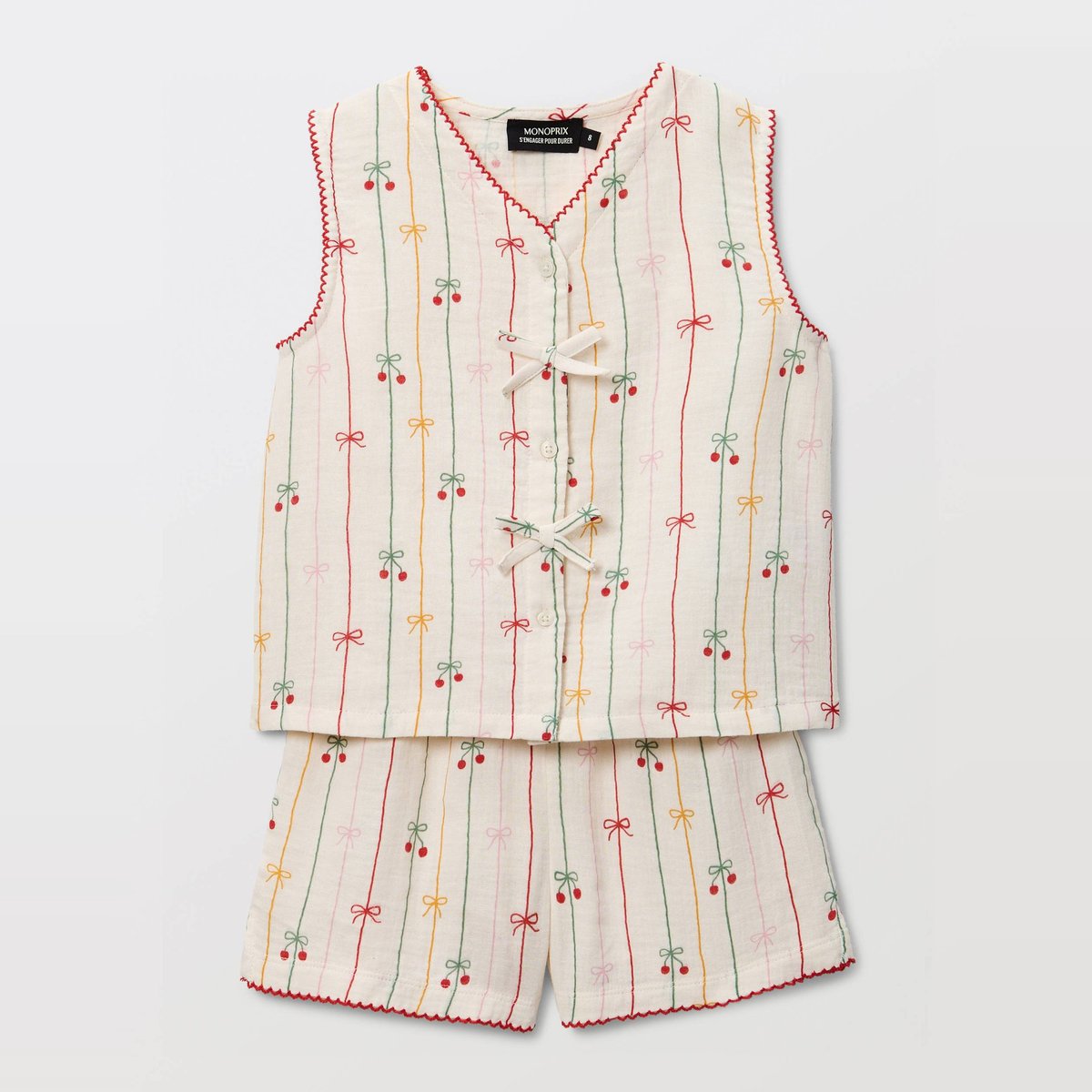 Pyjama débardeur short en gaze de coton BIO GOTS amaretti, MONOPRIX