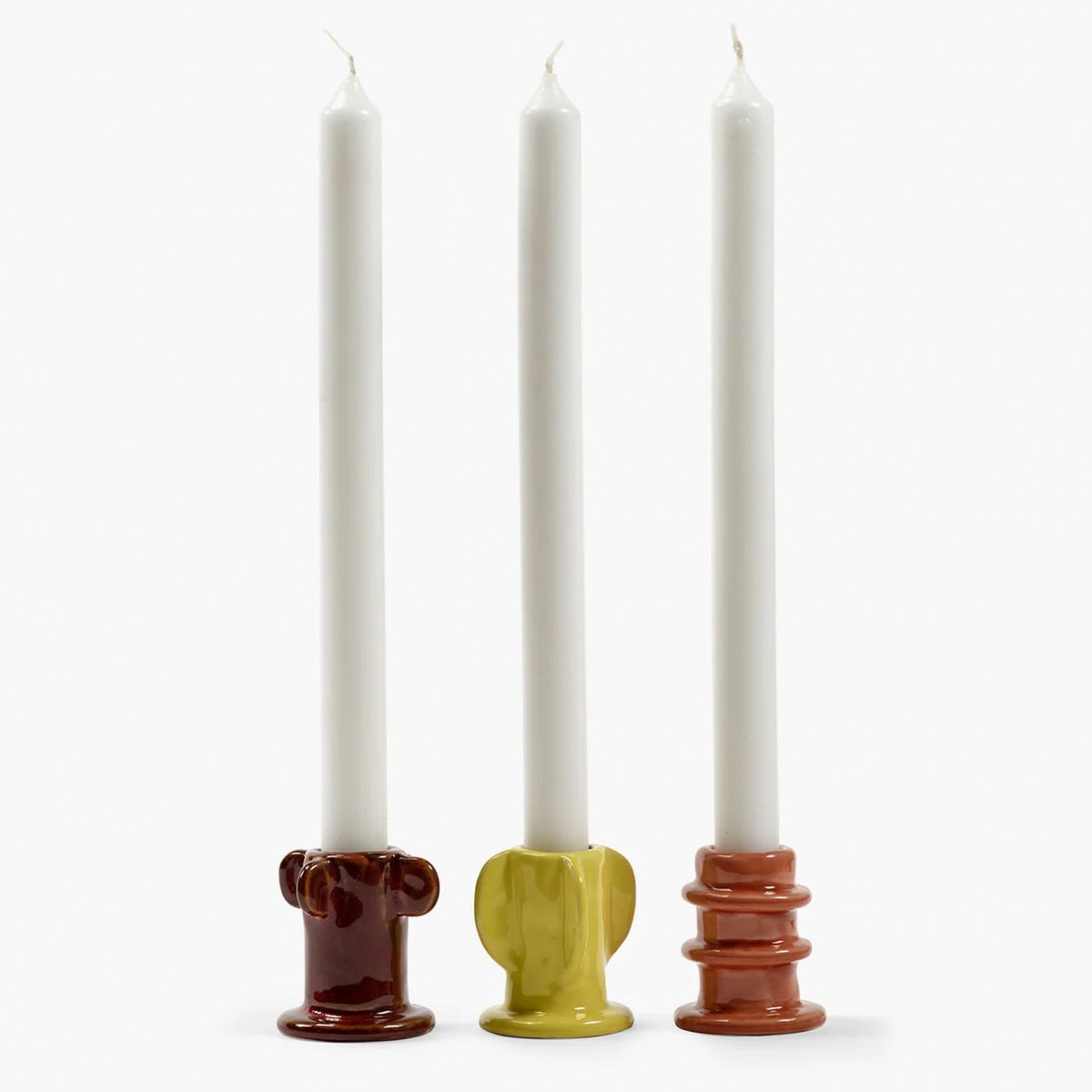 Lot de 3 bougeoirs en grès emaillé Molly 02 multicolore, SERAX