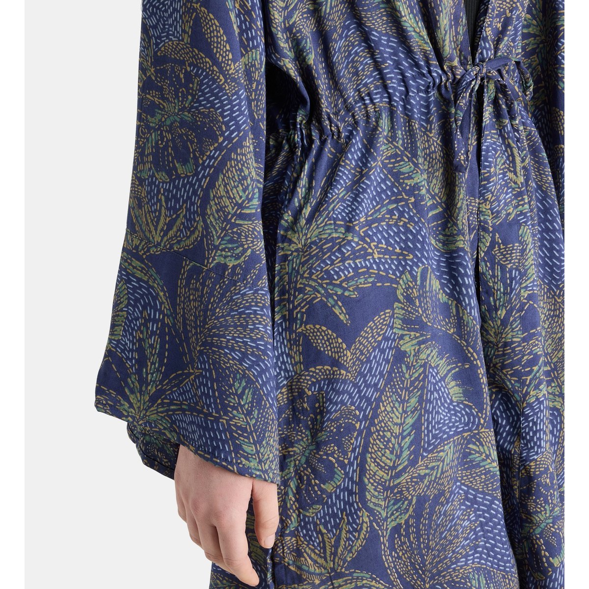 Kimono court prisca motif floral bleu marine, GALERIES LAFAYETTE