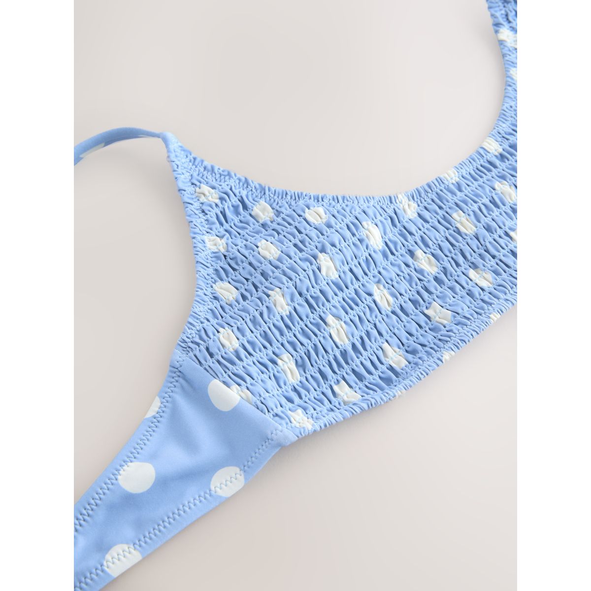 Haut de bikini court froncé pois bleus/crème, NEXT