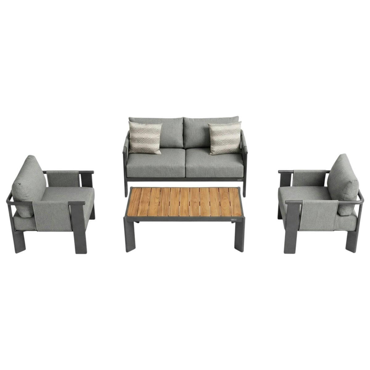 Salon de jardin 4 places en aluminium anthracite LIGO anthracite, PIER IMPORT