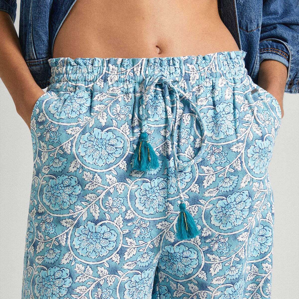 Pantalon Palazzo À Imprimé Floral bleu vague, PEPE JEANS