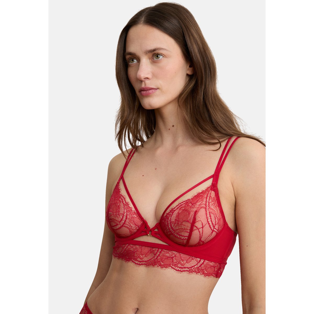 Soutien-gorge bustier en dentelle VERTIGE rouge, ETAM