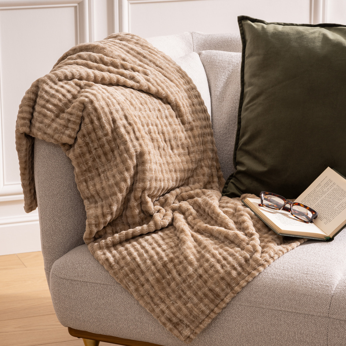 Plaid en flanelle 3D VIGGO gris, ATMOSPHERA