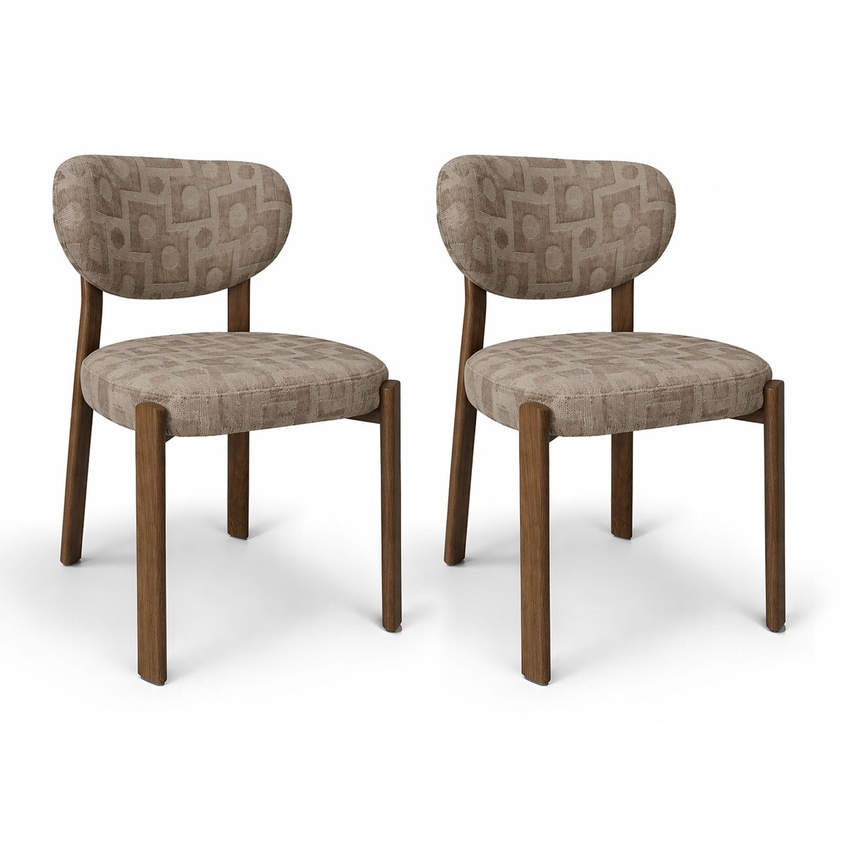 Lot de 2 chaises pied bois et tissu, SUZIE taupe, NOW'S HOME