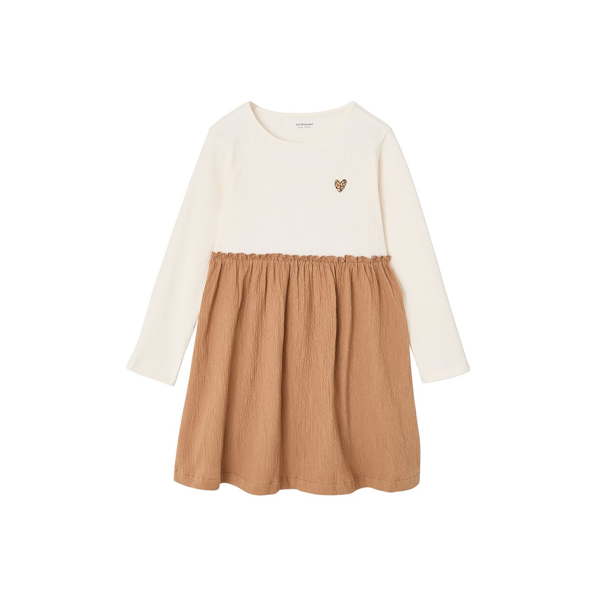 Robe 2 en 1 manches longues camel, VERTBAUDET