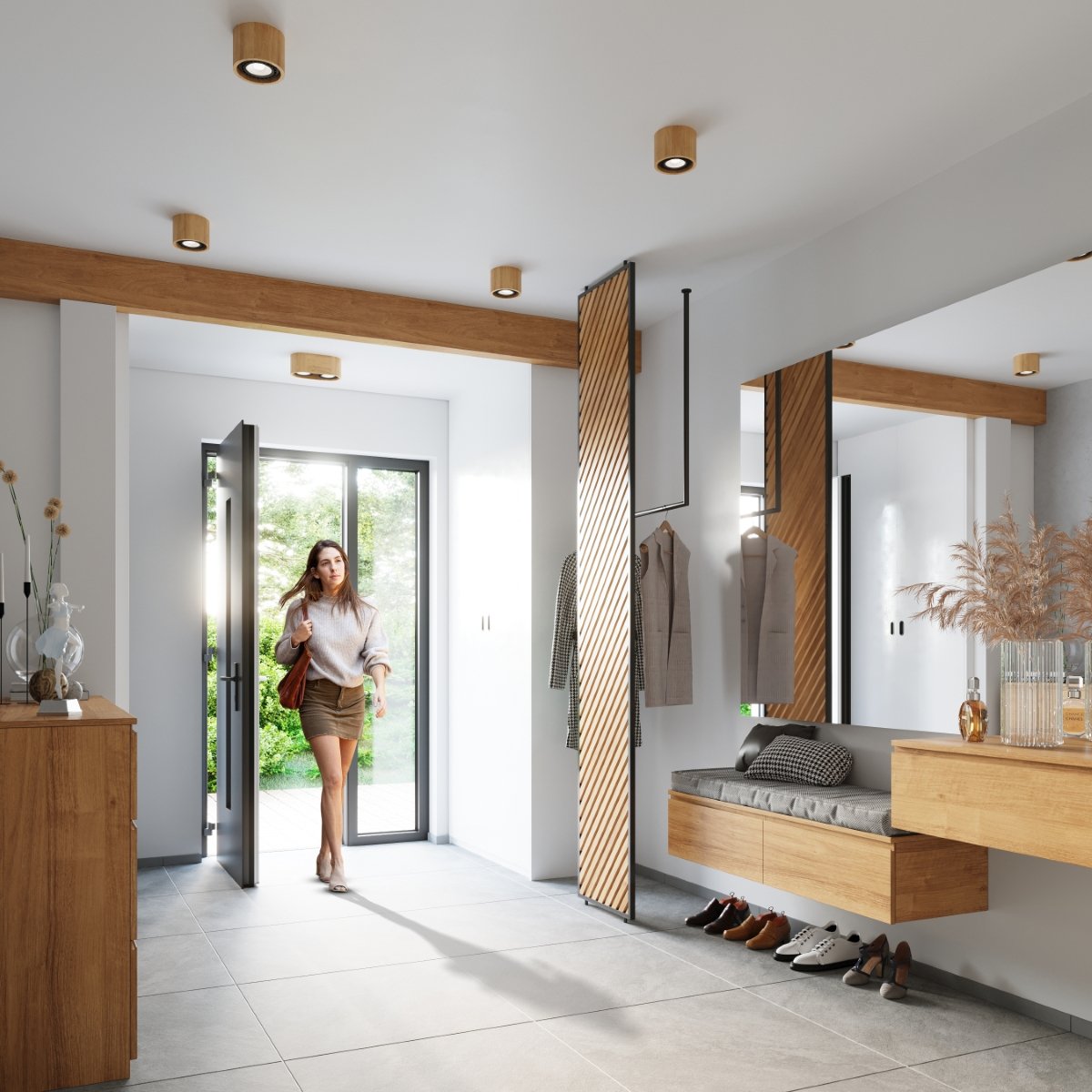 Plafonnier Bois Bois Naturel GU10 1 Basic marron, EDEN