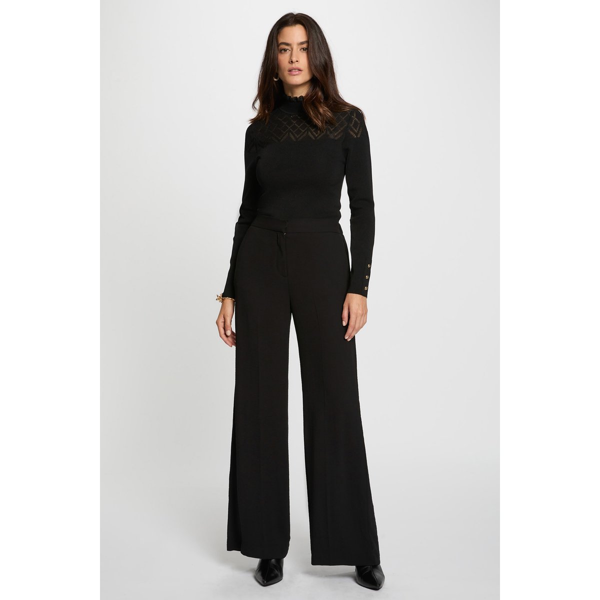 Pantalon large fluide noir, MORGAN