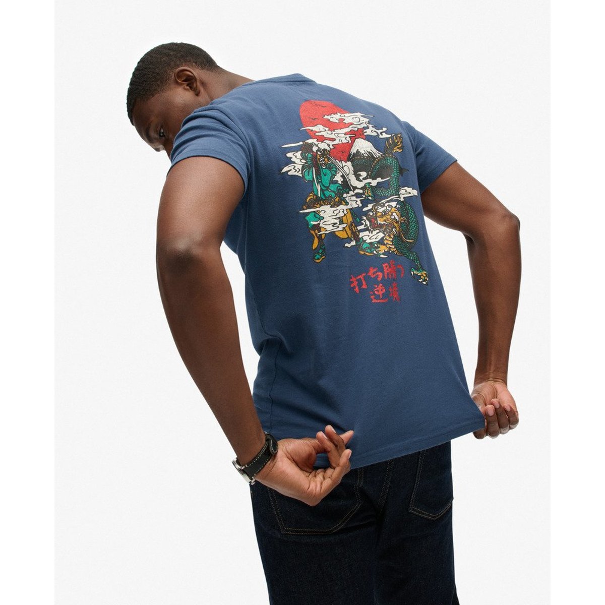 T-shirt Vintage Logo Tokyo Décontracté bleu insigne, SUPERDRY
