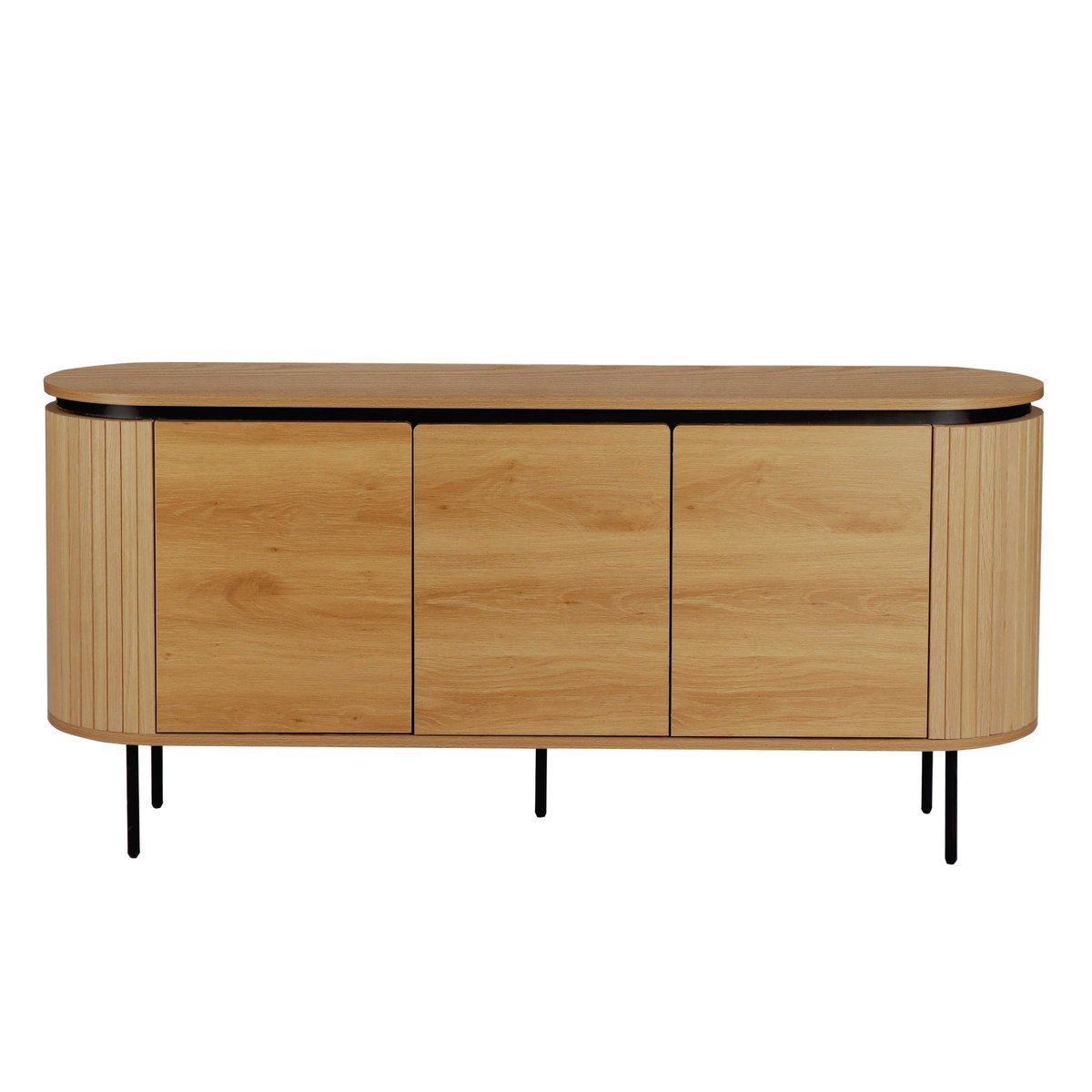 Buffet en mélaminé 2 portes 160 cm, HEMERA bois clair, OVIALA