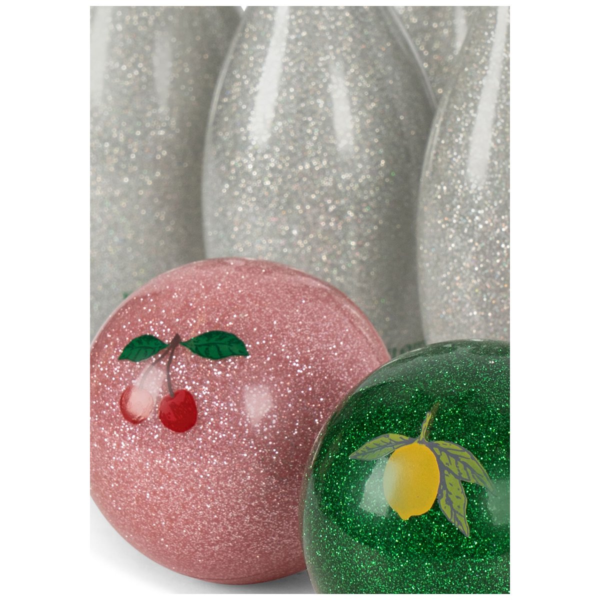 Jeu de quilles argenté, vert, rose, KONGES SLOJD