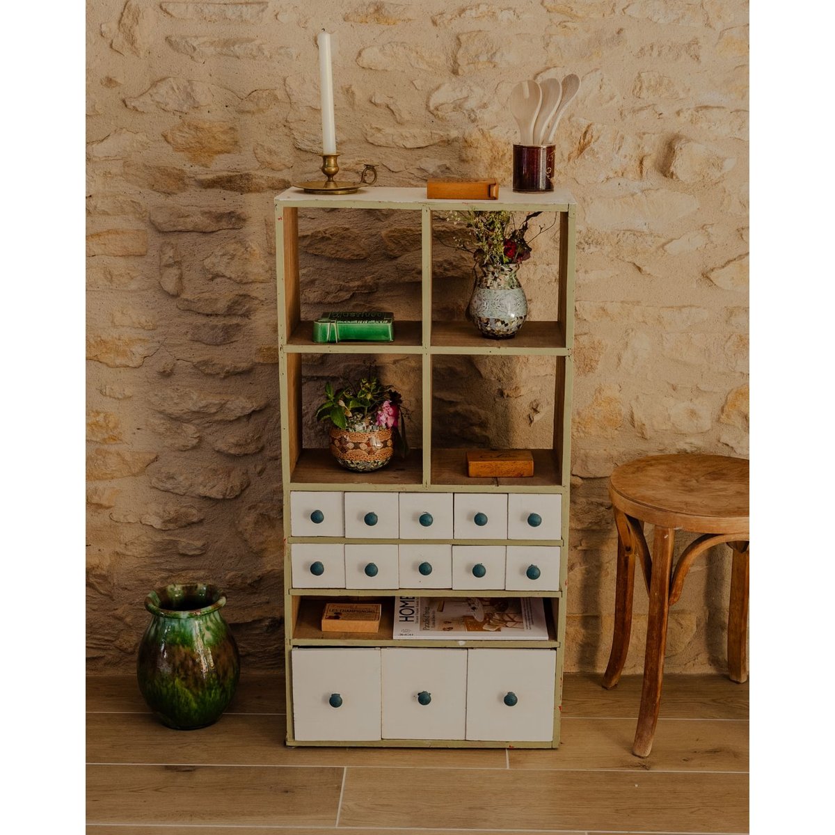 Petit meuble de métier en bois Fernand N°369 - Bon état blanc, DEBONGOUT