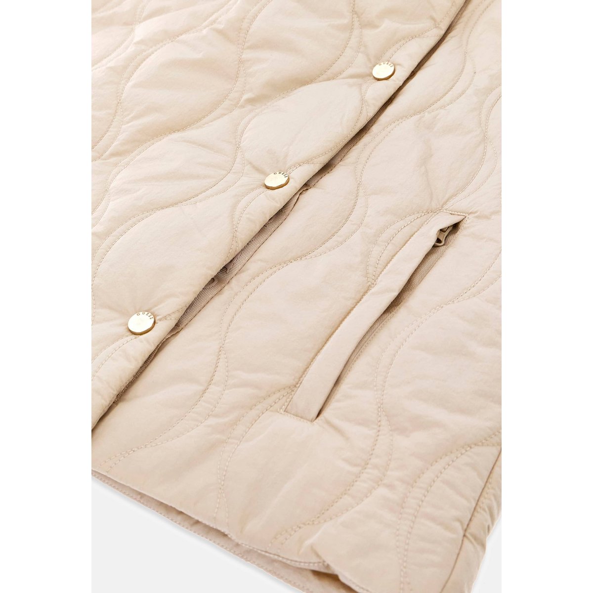Veste Matelassée À Capuche crème, GUESS