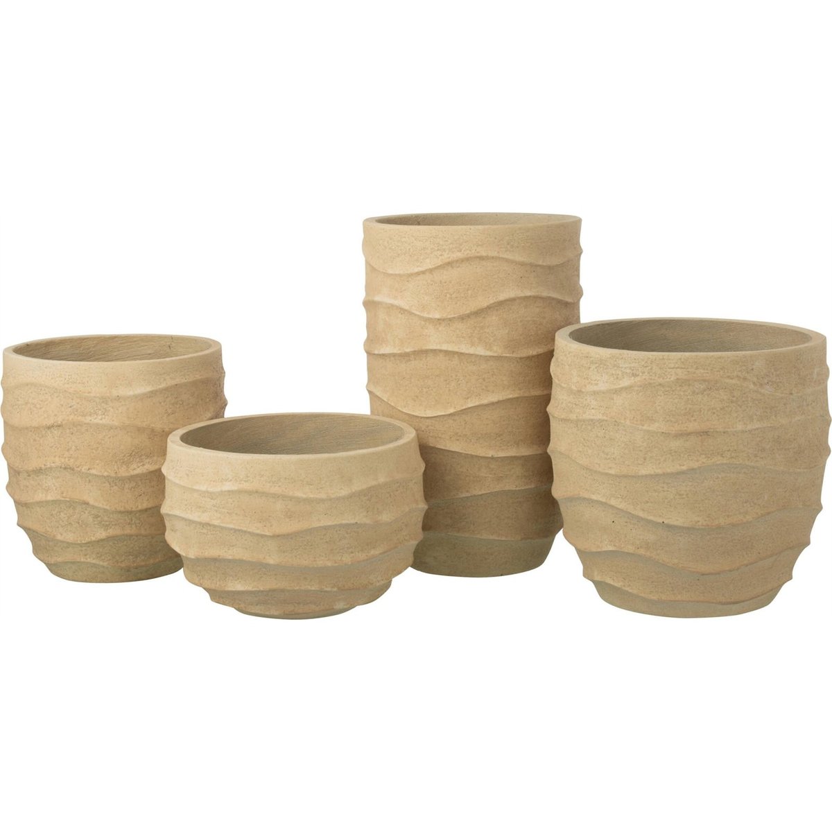 Cache-pot vague en pierre reconstituée sable beige, RECOLLECTION