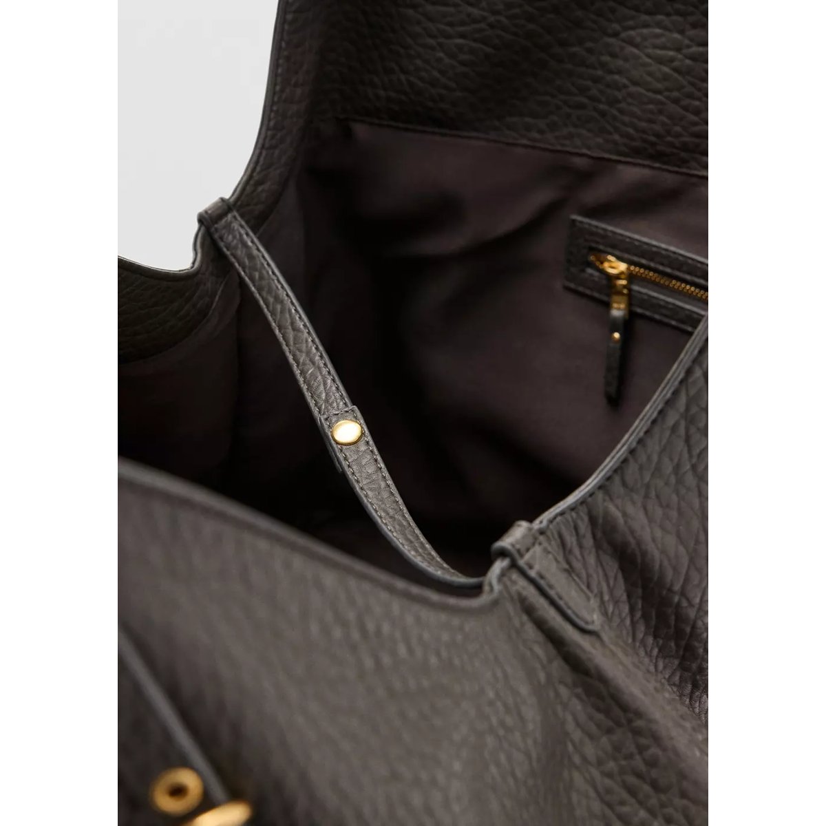 Grand sac seau à boucles gris, MANGO