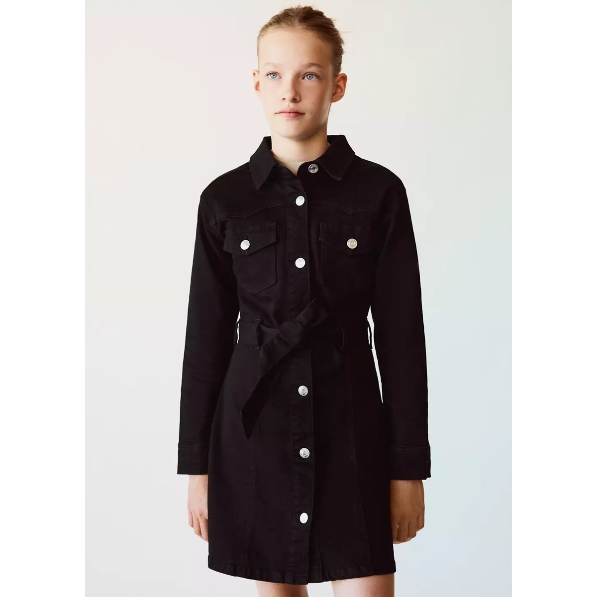 Robe courte en jean black denim, MANGO KIDS