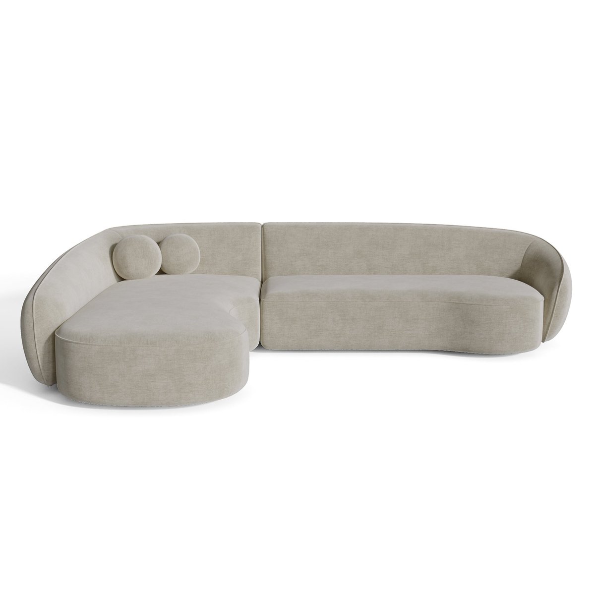 Canapé d'angle gauche 4 places en tissu tramé toucher doux COOPER crème, SIA HOME