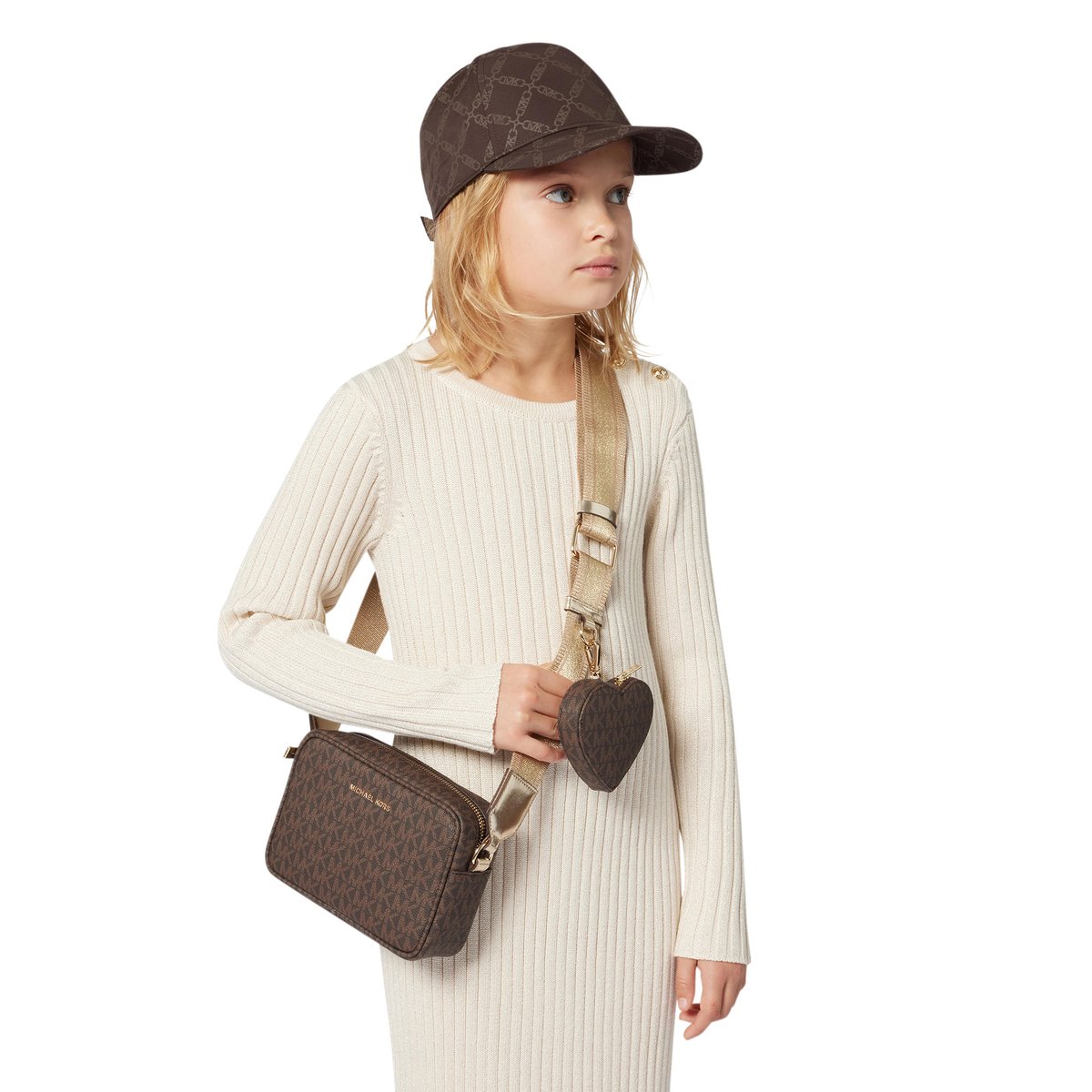 Robe longue en tricot dore clair, MICHAEL KORS