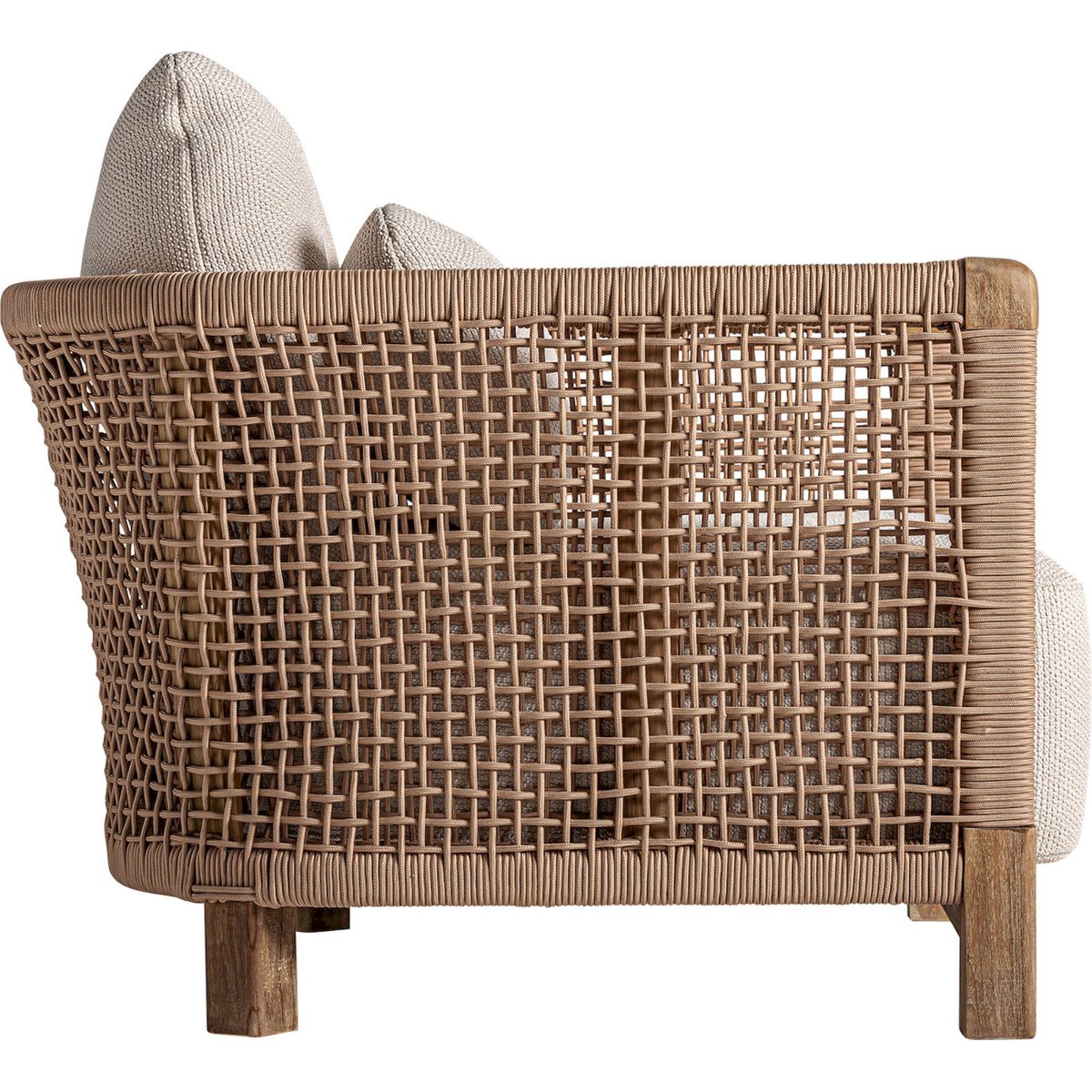 Fauteuil bohème en teck collection S.TRENA beige et bois naturel, RECOLLECTION