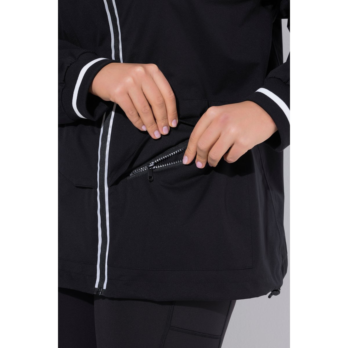 Veste technique à capuche, imperméable noir, ULLA POPKEN