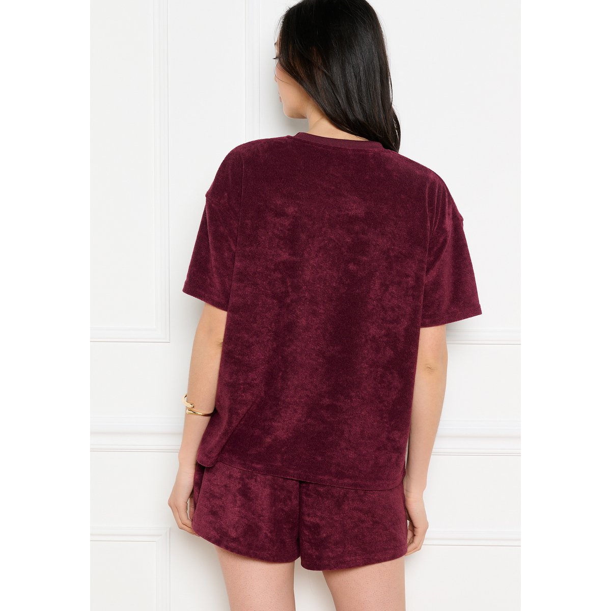 T-shirt éponge décontracté aubergine, LOLALIZA