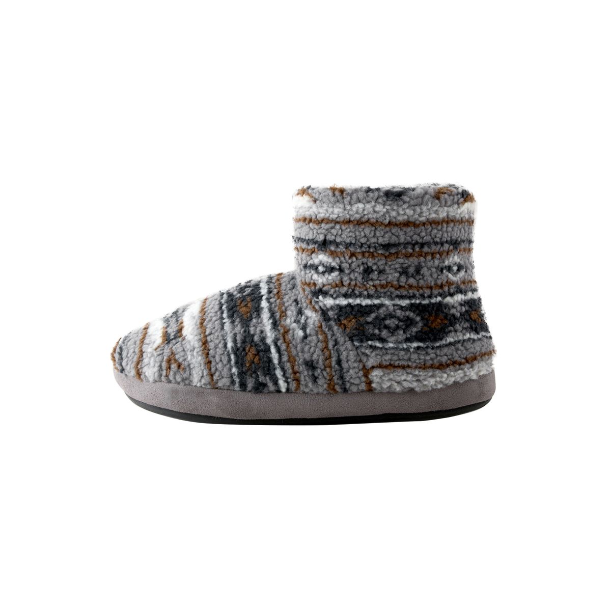 Chaussons bottines en polaire à motif gris, NEXT