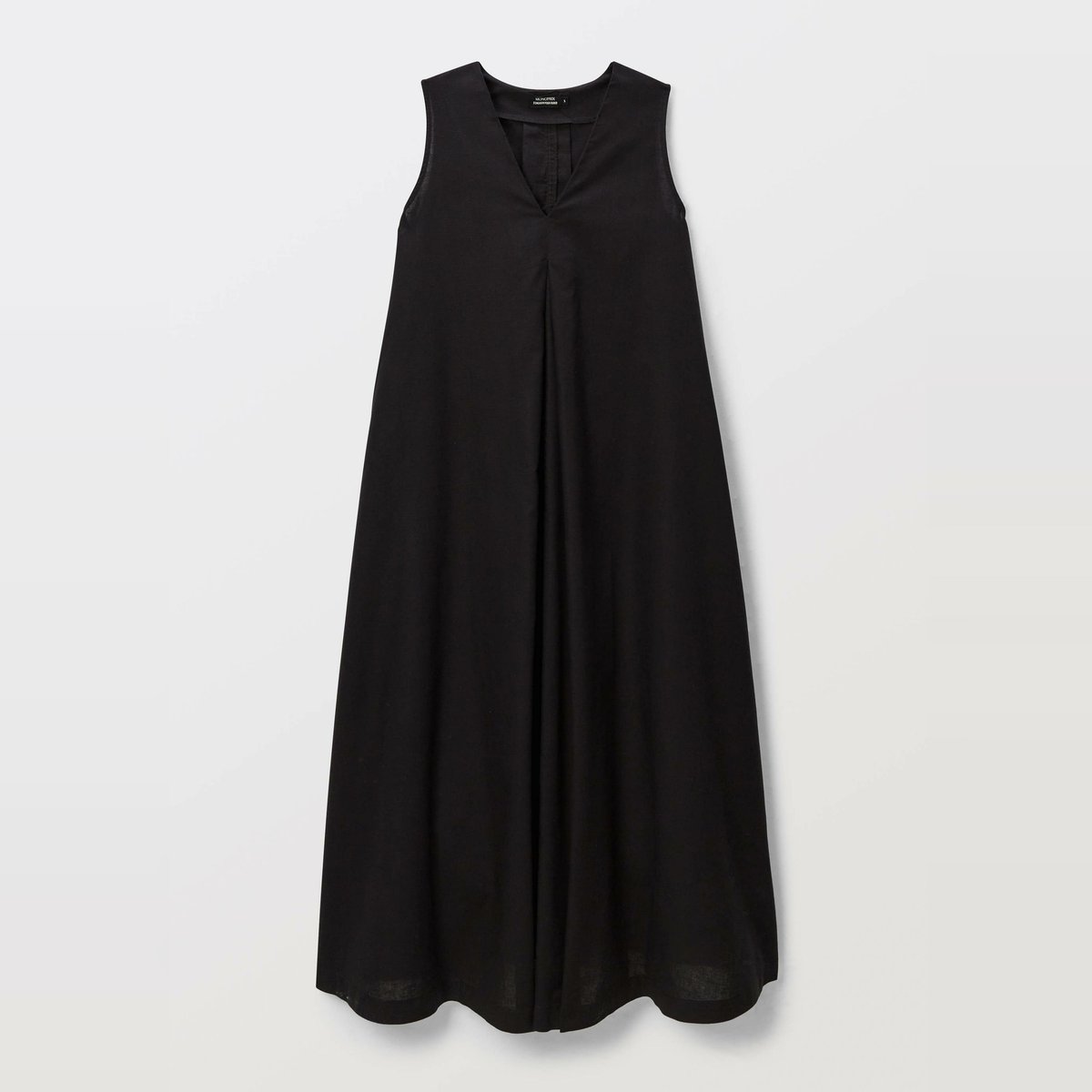 Robe longue unie contenant du lin noir, MONOPRIX