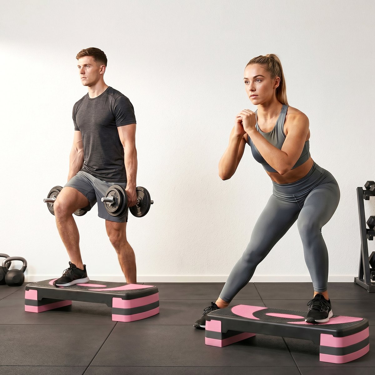 Stepper pour exercices d'aérobie Plastique rose, HOMCOM
