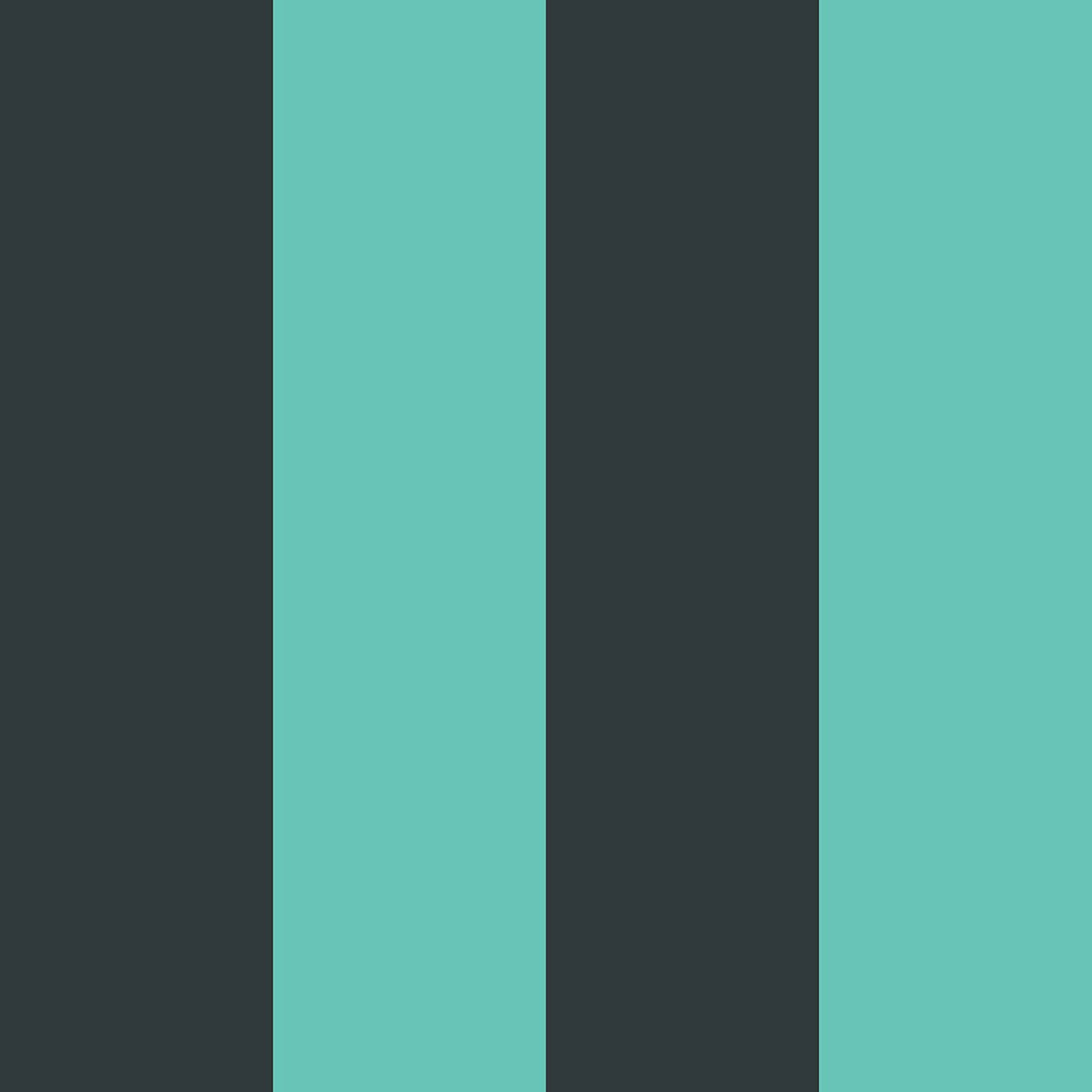 Papier peint, rayures bleues vert, HEXOA