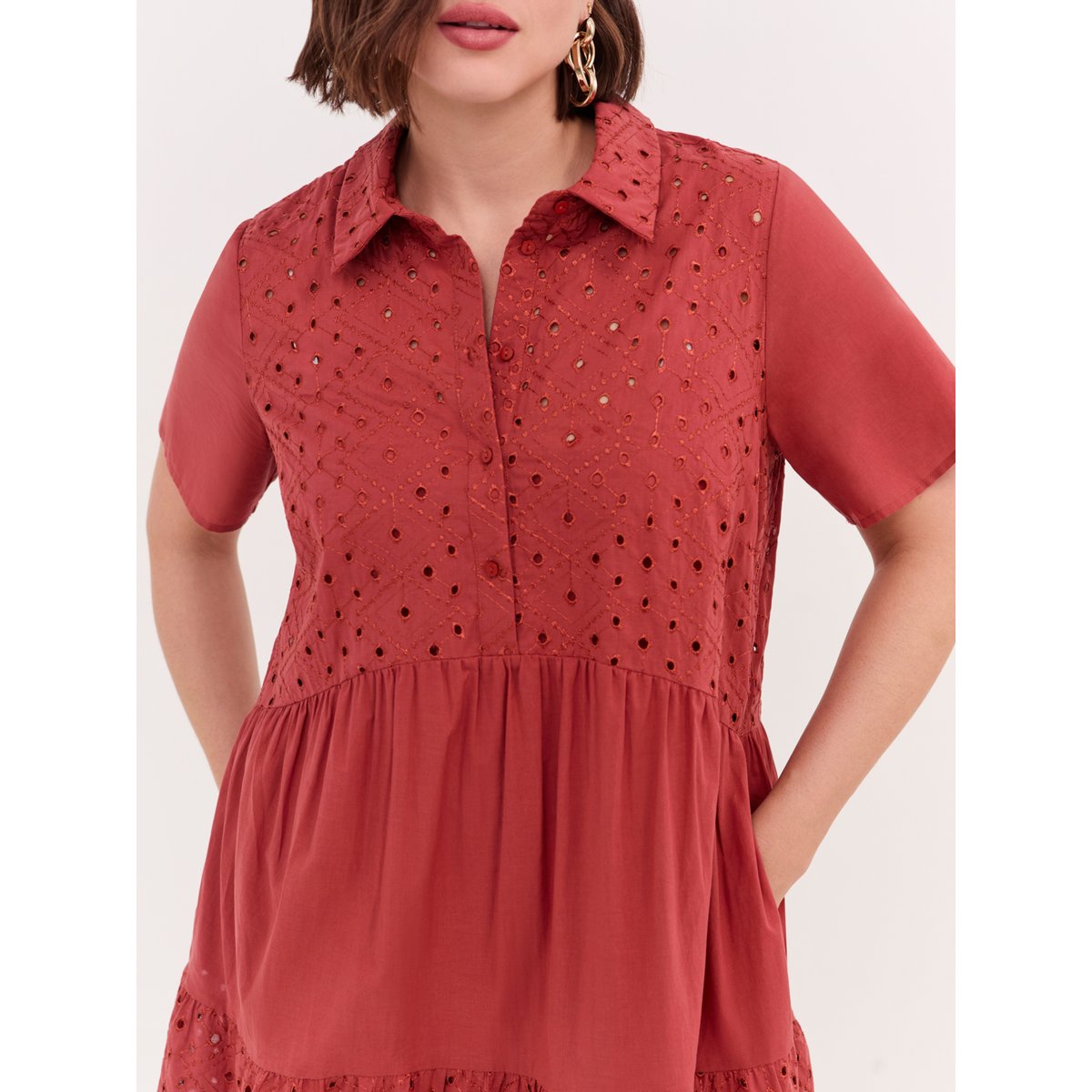 Robe à volants souriante à Sangallo orange soleil, FIORELLA RUBINO